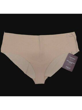 True Women Plus Size 2X Body Hipster Laser Cut Panty Solid Beige Underwear NEW